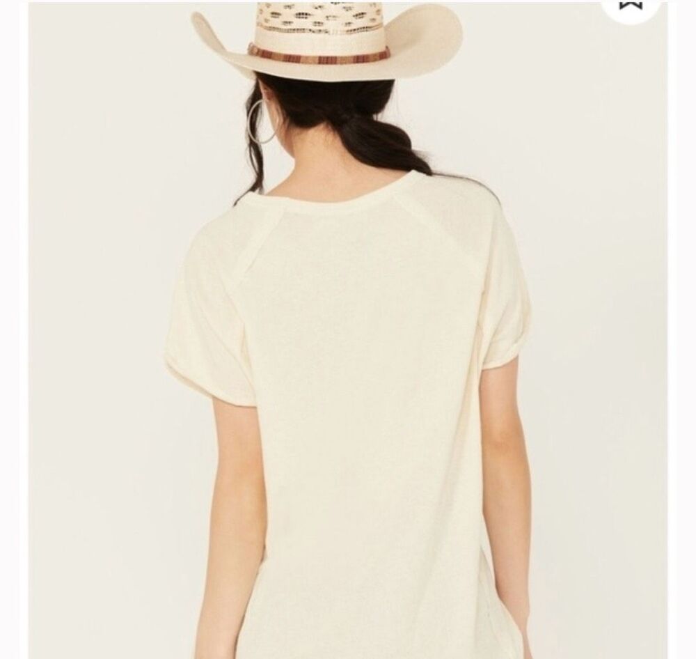 Free People We The Free Texas State Flower Bluebonnet Graphic Tee Cream M NEW - Picture 5 of 13